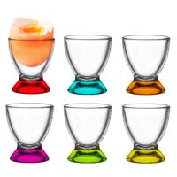 5Five glazen Eierdopjes - 12x stuks - glas - transparant/mix kleuren - 6 cm - Ontbijten