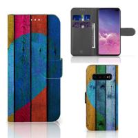 Samsung Galaxy S10 Plus | Book Style Case | Wood Heart - Cadeau voor je Vriend