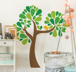 Muursticker kind boom vogel