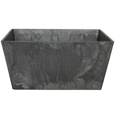 Bloempot/plantenpot - D30 en H14 cm - zwart - gerecycled kunststof - binnen/buiten