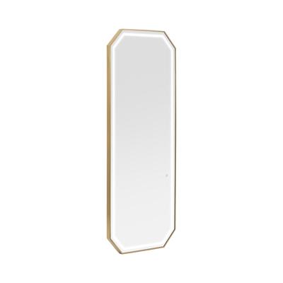 Kappersspiegel - LED verlichting - extra plat - achthoekig - goudkleurig - 180 x 70 cm