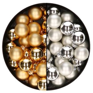 Mini kerstballen - 48x st - zilver en goud - 2,5 cm - glas