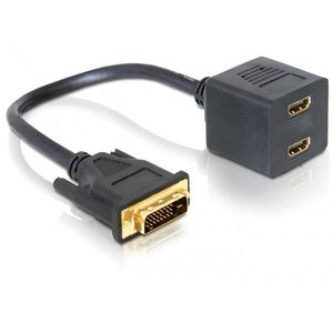 DeLOCK Adapter DVI 25 male > 2x HDMI female 0,2 m DVI-D 2 x HDMI Zwart