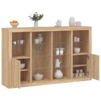 Dressoirs met LED-verlichting 3 st bewerkt hout sonoma eiken