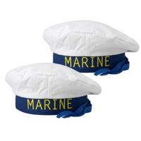 Matrozen verkleed hoedje - 2x stuks - Marine - volwassenen - matrozenhoedje - verkleedhoeden