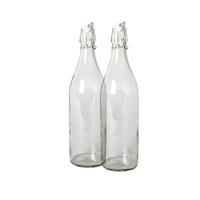 Gerimport Beugelfles - 24x stuks - weckfles met beugeldop - 1 liter - glas