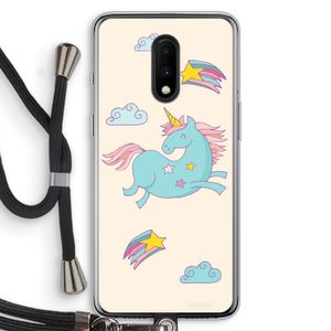 Vliegende eenhoorn: OnePlus 7 Transparant Hoesje met koord