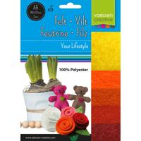 Vaessen Creative • vilt pakket 2mm a5 geel rood 5st.