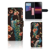 Sony Xperia L4 Telefoonhoesje met Pasjes Pauw met Bloemen - thumbnail