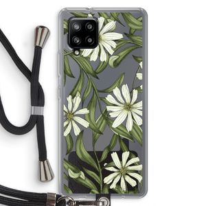 Wit bloemenpatroon: Samsung Galaxy A42 5G Transparant Hoesje met koord