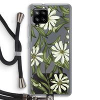 Wit bloemenpatroon: Samsung Galaxy A42 5G Transparant Hoesje met koord