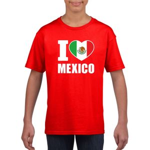 Rood I love Mexico fan shirt kinderen