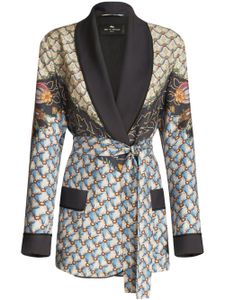 ETRO blazer en soie à taille nouée - Bleu