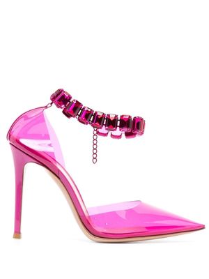 Gianvito Rossi escarpins transparents 100 mm ornés de cristaux - Rose