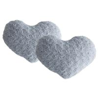 Atmosphera pluche bank kussen hartje - 2x stuks - grijs - 28 x 36 cm - Sierkussens - voor binnen