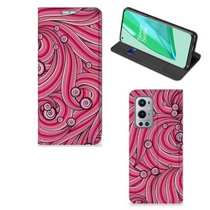 OnePlus 9 Pro Bookcase Swirl Pink