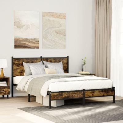 Bedframe zonder matras metaal gerookt eikenkleurig 137x190 cm