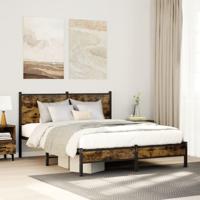 Bedframe zonder matras metaal gerookt eikenkleurig 137x190 cm