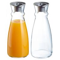 Arcoroc Glazen schenkkan/karaf - 2x stuks - 1 liter - Sapkannen/waterkannen/schenkkannen