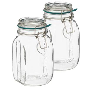 Weckpot/inmaakpot Jarro - 2x - 1L - glas - beugelsluiting - D12 x H18 cm