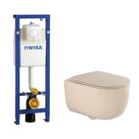 QeramiQ Dely Swirl Toiletset - 36.5x53cm - Wisa XS inbouwreservoir - slim zitting - witte bedieningsplaat - ronde knoppen - beige 0704406/SW1000770/SW1026259 QeramiQ Dely Swirl Toiletset - 36.5x53cm - Wisa XS inbouwreservoir - slim zitting - witte bedieningsplaat - ronde knoppen - beige 0704406/SW1000770/SW1026259