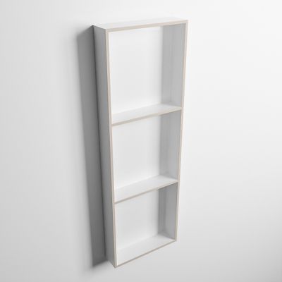 MONDIAZ EASY Nis 89,5x29,5cm in solid surface kleur Linen | Talc. 3 vakken geschikt voor in- of opbouw