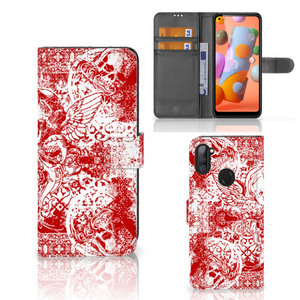 Telefoonhoesje met Naam Samsung Galaxy M11 | A11 Angel Skull Rood