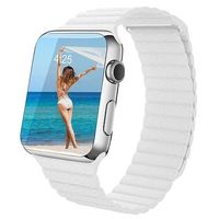 Apple Watch Series Ultra 2/Ultra/9/8/SE (2022)/7/SE/6/5/4/3/2/1 Premium Leren Band - 49mm/45mm/44mm/42mm - Wit - thumbnail