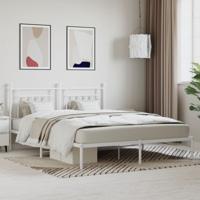 Bedframe met hoofdbord metaal wit 160x200 cm - thumbnail