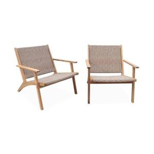 sweeek - Set van 2 fauteuils van acaciahout en hars