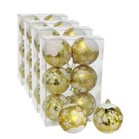 24x stuks gedecoreerde kerstballen goud kunststof 6 cm