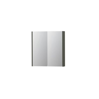 INK SPK2 Spiegelkast - 70x14x74cm - 2 deuren - dubbelzijdige Spiegel - schakelaar en stopcontact - MDF lak Mat beton groen 1105175