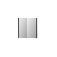 INK SPK2 Spiegelkast - 70x14x74cm - 2 deuren - dubbelzijdige Spiegel - schakelaar en stopcontact - MDF lak Mat beton groen 1105175