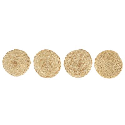 Home deco Factory onderzetters - 4x stuks - jute - naturel - 10 x 10 cm - voor glazen