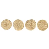 Home deco Factory onderzetters - 4x stuks - jute - naturel - 10 x 10 cm - voor glazen