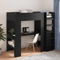 Loft Bedframe met Bureau Zwart Eiken 100 x 200 cm Bewerkt hout