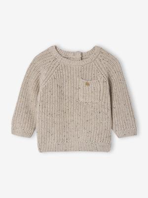 Baby trui in ribgebreide stof gemêleerd beige
