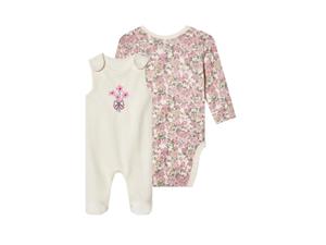lupilu Baby kledingset 2-delig (wit/bloemen, 74/80)