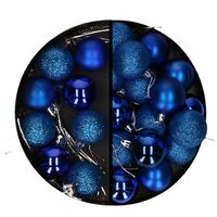 Kerstballen 20x stuks blauw 3 en 4 cm kunststof