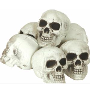 Decoratie skelet schedels/doodskopen set - 6x stuks - 8 cm - Horror/Halloween kerkhof thema