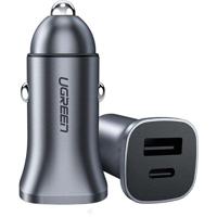 Autolader - UGREEN - 1 USB-C + 1 USB-A - 30W - Grijs
