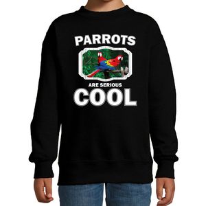 Sweater parrots are serious cool zwart kinderen - papegaaien/ papegaai trui
