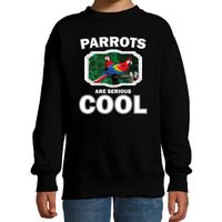 Sweater parrots are serious cool zwart kinderen - papegaaien/ papegaai trui