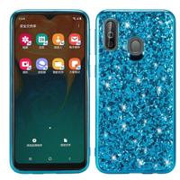 Glittery poeder schokbestendig TPU Case voor Galaxy A40 (blauw)