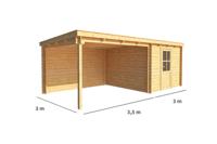 Blokhut met overkapping Els 650 cm bij 300 cm diep Lessenaarsdak - Warentuin collection