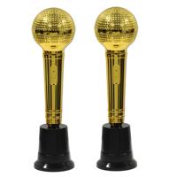 Microfoon award - 2x - goud - 23 cm - muziek prijs - karaoke avond