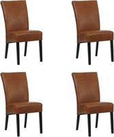 Set van 4 Cognac leren landelijke eetkamerstoelen Just - Granada leer Savannah (cognac leer)
