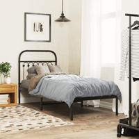 Bedframe met hoofdbord metaal zwart 80x200 cm - thumbnail