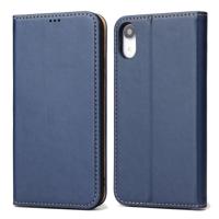 Horizontale Flip PU lederen case voor iPhone XR met houder & kaartsleuven & portemonnee (blauw)