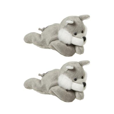 Nature Planet pluche knuffeldier Wolf - 2x stuks - grijs - 13 cm - Kleine wolven knuffels